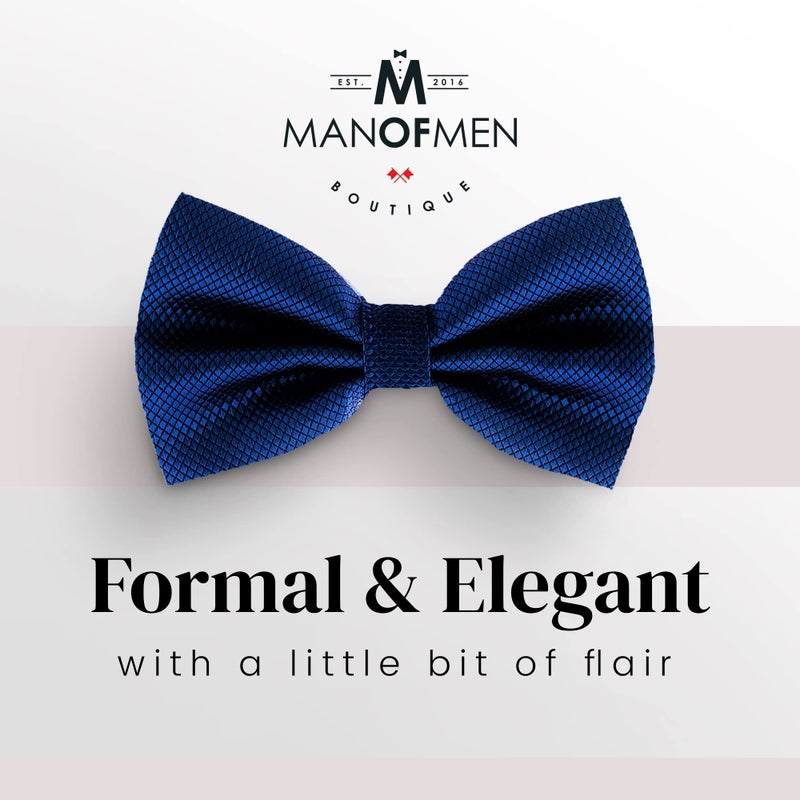 Man of Men Bow Tie for Men Polyester Solid Pretied Bowties Adjustable Tuxedos Bowtie for Weddings & Groomâ€™s Gift â€“ Bow Ties for Women (1, Navy Blue) - Image 2